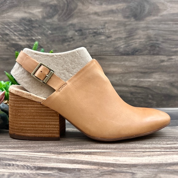 NIB Korks Kork Ease Rayleigh Slingback Block Heel Leather Clogs Natural - Picture 7 of 14